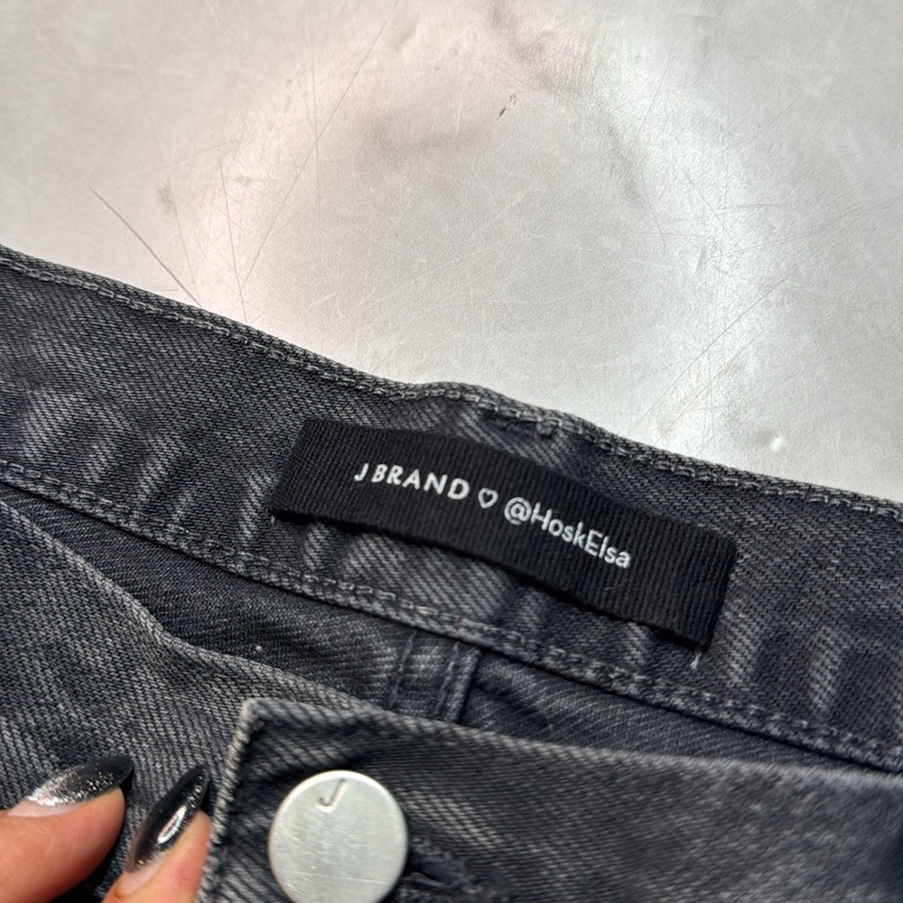 J Brand X Elsa Hosk Elsa Sunday Straight Jean in Faded Black - Picture 4 of 8